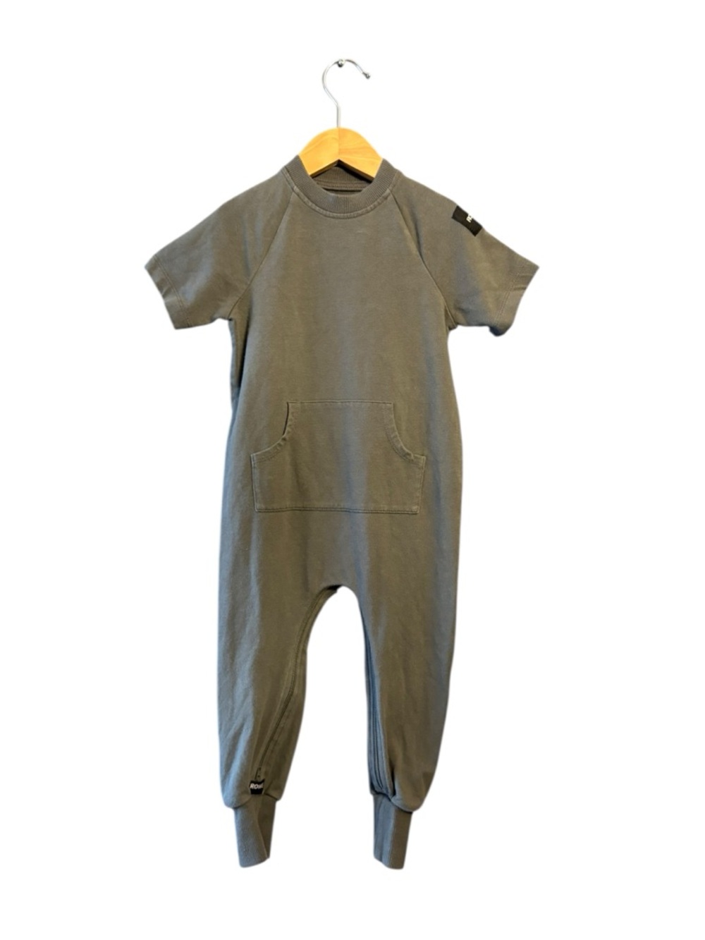 Kids Short-Sleeve Romper in Olive Green